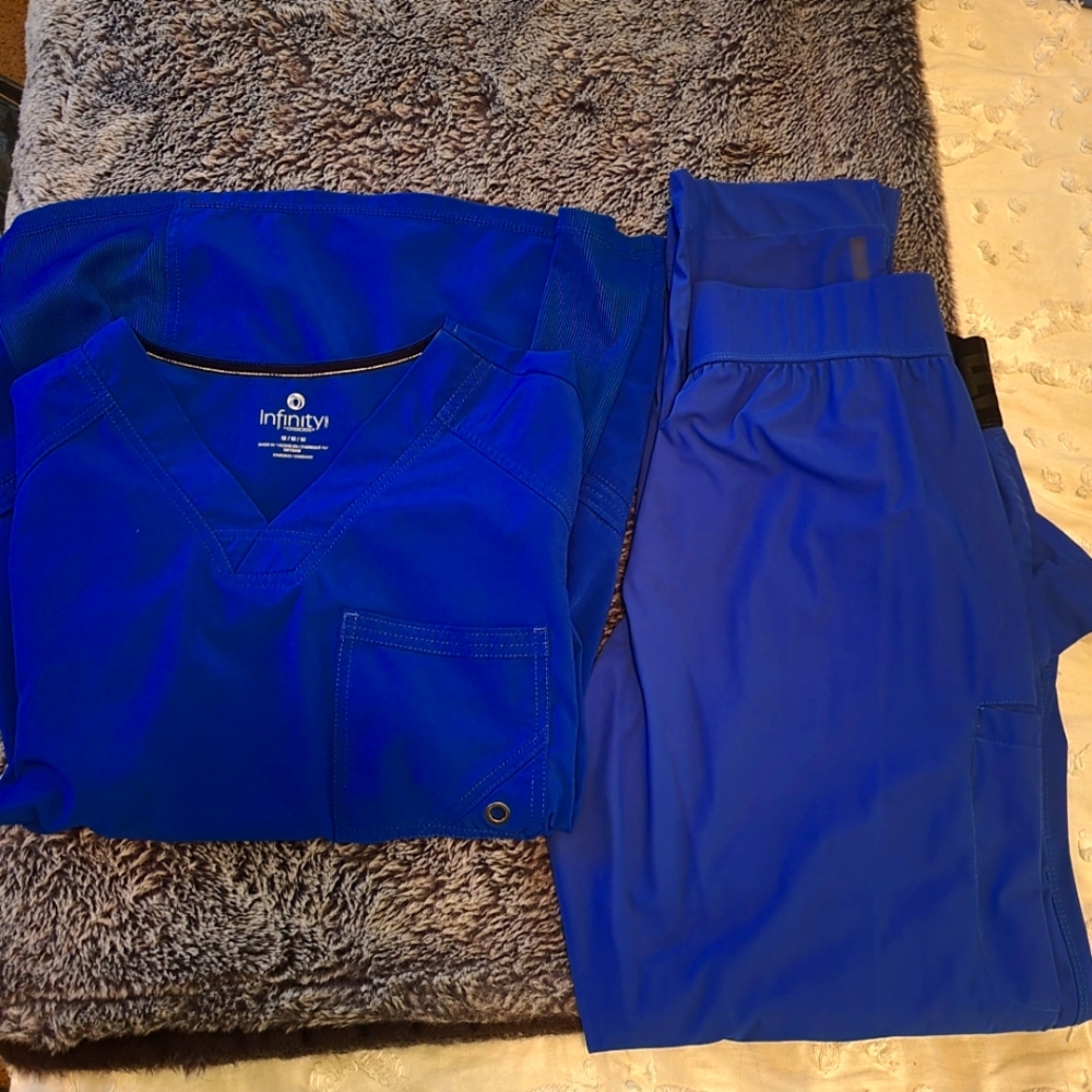 Royal blue scrub set, medium top and bottom